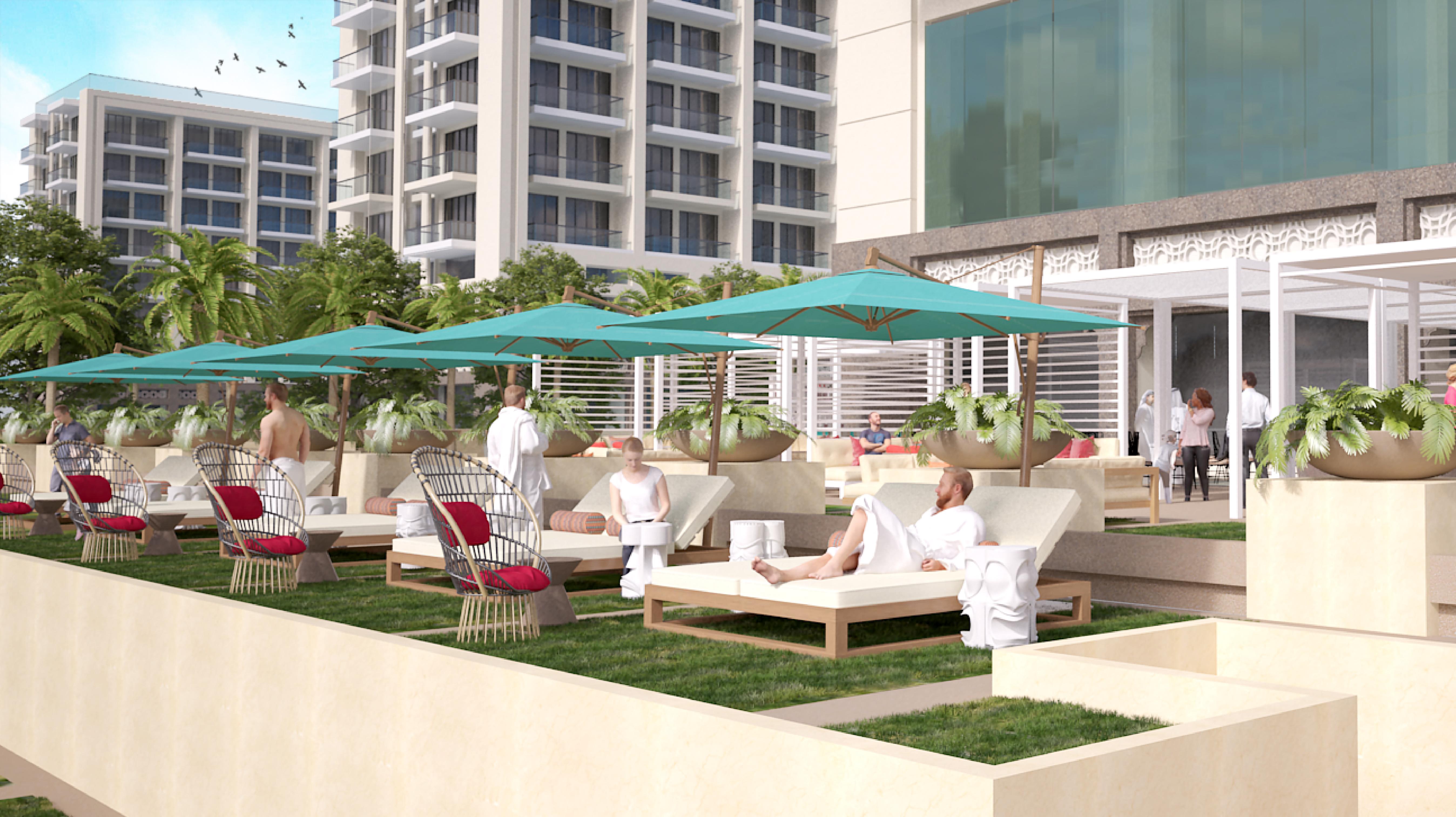 Hilton Dubai Palm Jumeirah ภายนอก รูปภาพ The pool at the Wynn